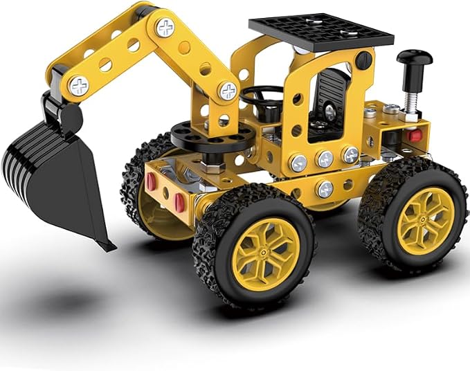 Building Sets Stem Assembly Toys Metal 3-D Puzzle Excavator and Plane Model Value Bundle: 2 Kits | 1 Box Parent-Child Interaction Construction Sets Gifts for Kids 8-16