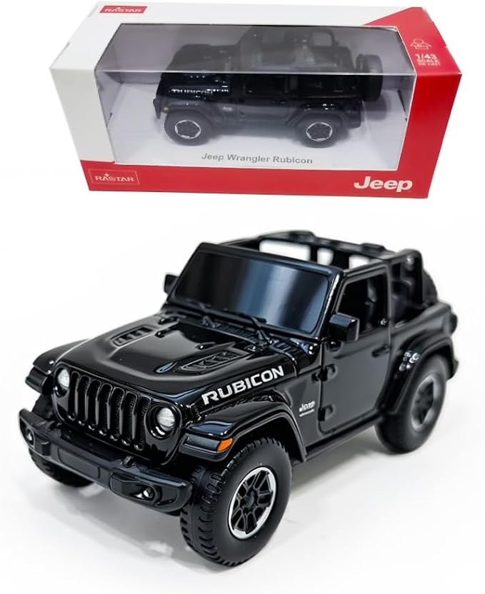 RASTAR 1/43 Diecast Model Car Jeep Wrangler Rubicon, Durable, 59000 | Officially Licensed, Ideal Gift, Zinc Alloy, Smooth Rolling Wheels, Great for Play & Display for Kids & Car Lovers Ages 3+