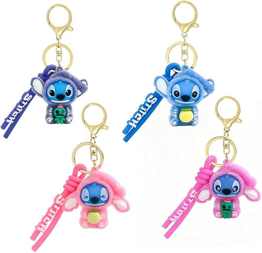 4Pcs Cute Cartoon Keychain Set, Collectible Anime Figure Keyring, Kawaii Pendant Accessory Fun Gift for Men Women