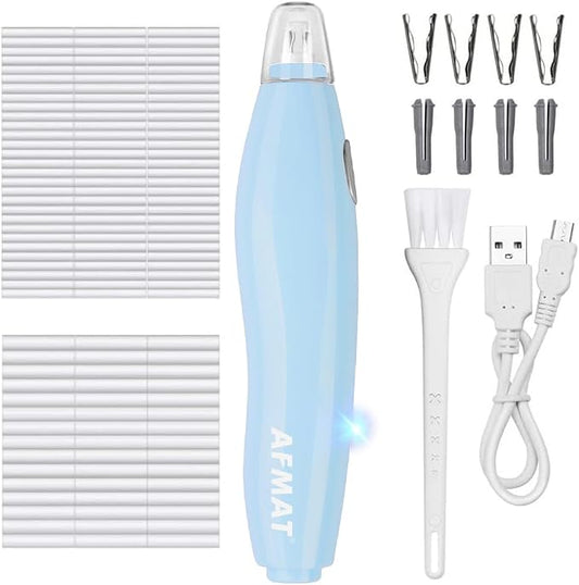 AFMAT Electric Eraser, with 140 Refills, Rechargeable Pencil Eraser for Artist, Electric Erasers for Drafting, Drawing, Painting, Sketching, Architectural Plans, Detailer Tool EE04(Light Blue)