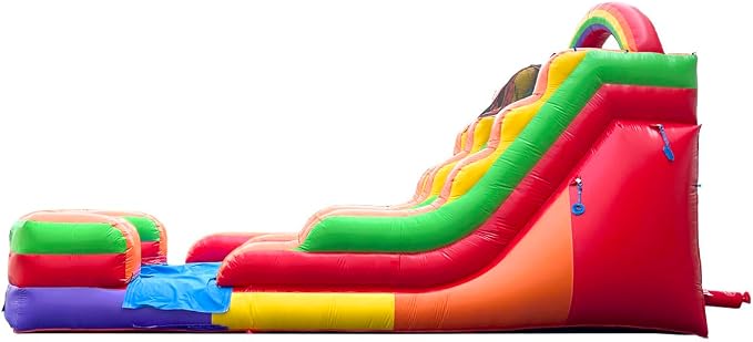 TentandTable Inflatable Water Slide for Kids and Adults, 15 FT Commercial Grade Giant Wet Dry Blow Up, Outdoor Backyard Water Fun, Includes Electric Air Blower, 27' L x 9' W x 15' H, Rainbow