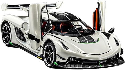 Therina Toy Cars Model Jesko 1/24 White Alloy Collectibles Die-cast Vehicles with Sound and Light