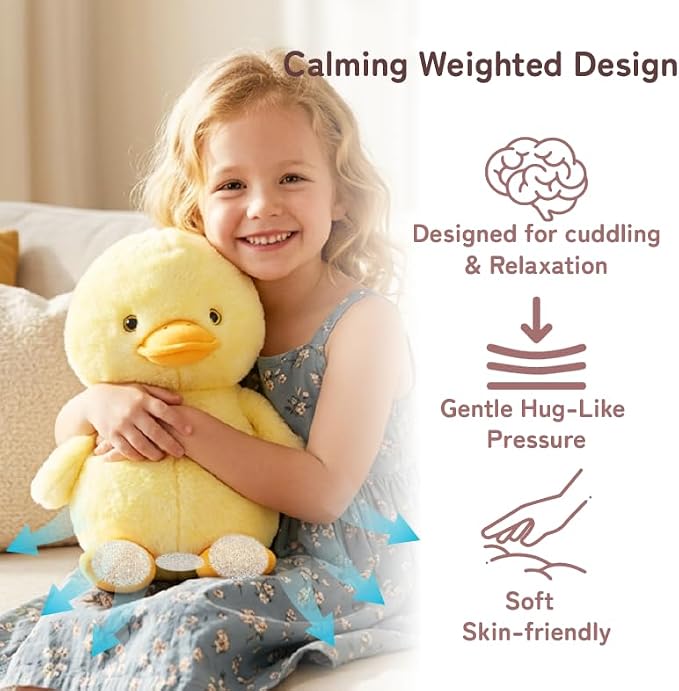 Niuniu Daddy 14" | 3.5 Pound Duck Weighted Stuffed Animal for Kids & Adults, Large Weighted Plushies Pillow for Sleeping and Calming, Cute Sitting Plush Toy Huggable Gift for Everyday Comfort