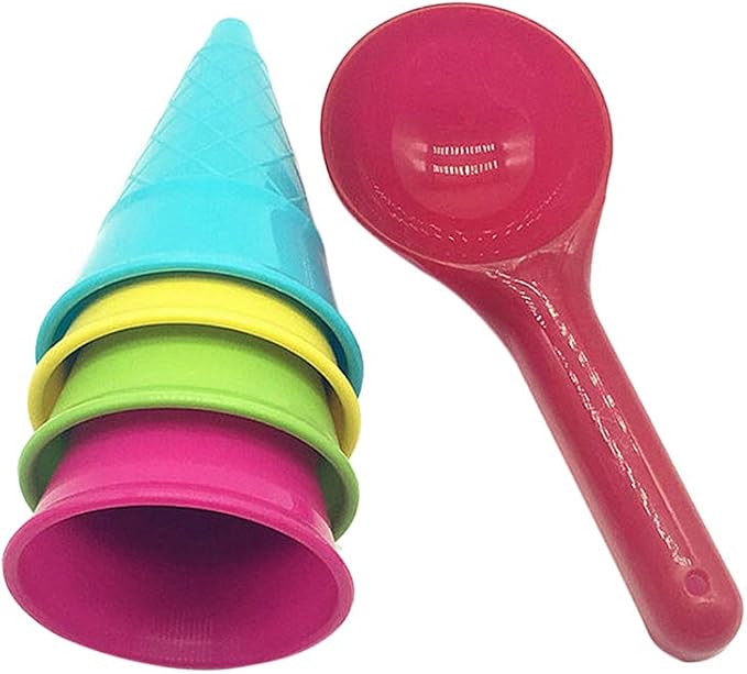 Toyvian Kids Beach Toys Ice Cream Cone Scoop Model Beach Play Toys Children Outdoor Play 5 Pieces (Random Color)