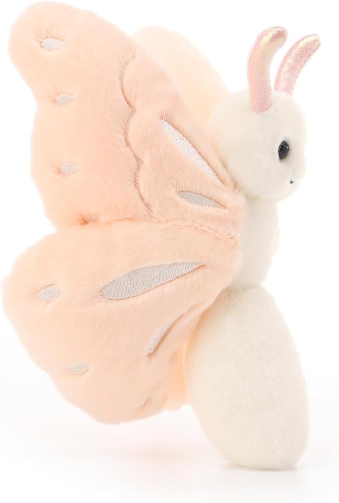 Apricot Lamb Flesh Pink Butterfly Stuffed Animals for Kids, Soft Cute Plush Toys for Baby Girl and Boy, 7.5 Inches
