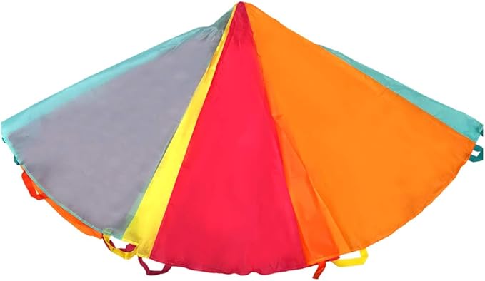 SPINFOX Multicolored Parachute - 6FT, 10FT, 20FT with Handles for Kids Indoor Outdoor Play
