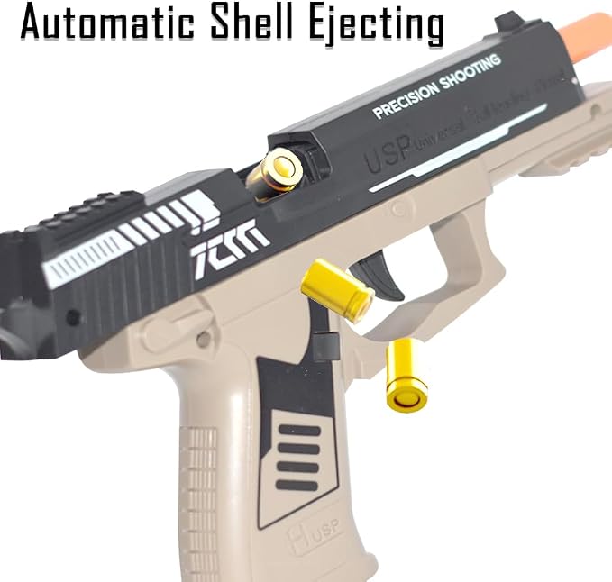 Dreamplay Shell Ejecting Toy Gun, Automatic Pull Back Action Shooting Games Education Model Toy for Kids Gifts
