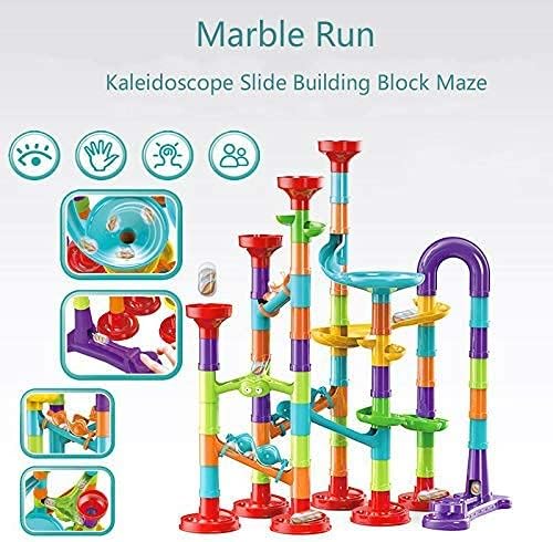 Marble Run Building Blocks STEM Toy Track Race Maze 30 Glass Marbles for Kids Boys Girls 3 4 5 6 7 8 9 10 11 12 Year Old Birthday Present Preshool Gift