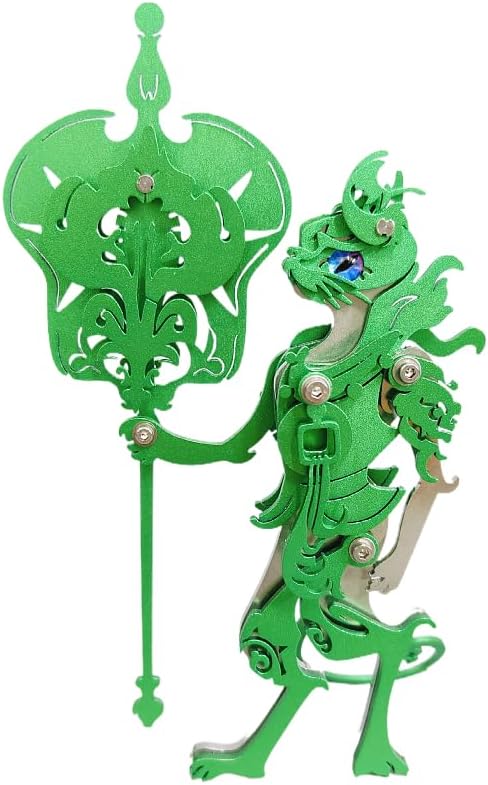 3D Metal Puzzles Toys The Meow Meow Family King and Princess Cat DIY Handmade Assembled Model Kits Ornaments Christmas New Year and Birthday Gifts for Adult (Iran Fan Elder Cat Green)
