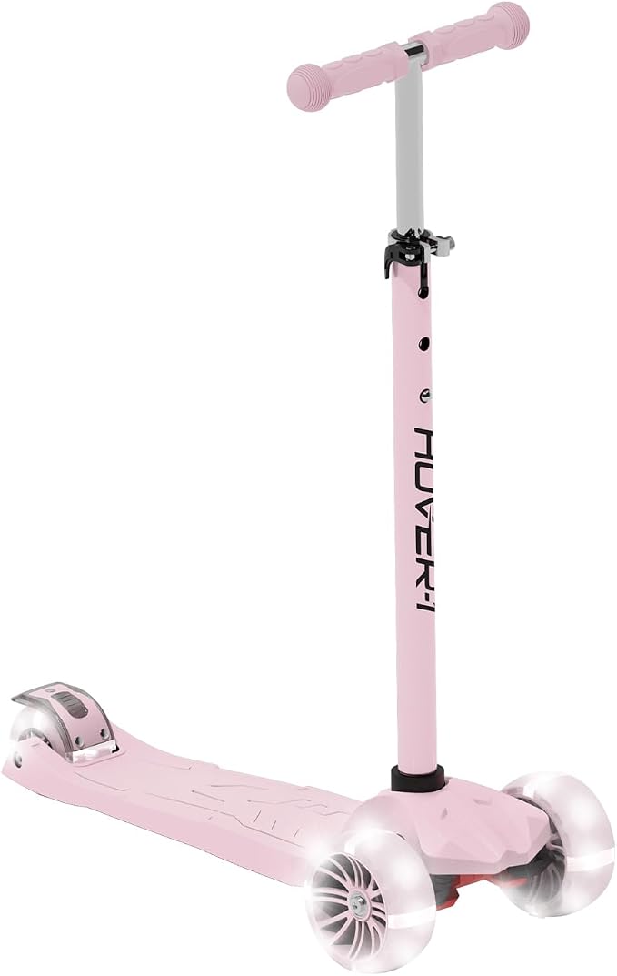 Hover-1 Solaris Kick Scooter with Multicolor Wheel Lights, 4.5” Front Wheels, Rear Foot Brake, and 110 Pound Weight Capacity