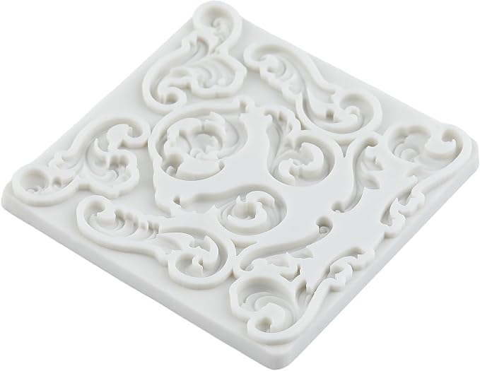 Baroque Curlicues Scroll Lace Polymer Clay Mold Baroque Scroll Relief Lace Silicone Molds for DIY Crafts Epoxy Resin Casting Air Dry Polymer Clay Plaster Jewelry Making