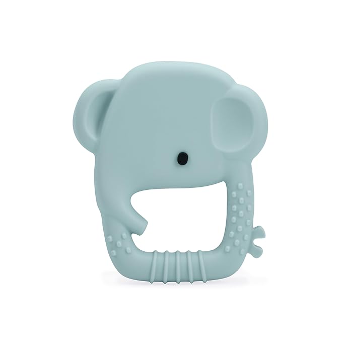 Loulou Lollipop Wild Silicone Teether for Babies 4 Months and Up, Textured Teething Ring for Sore Gums, BPA-Free Food-Grade Silicone, Easy-Grip Open Shape, Dishwasher & Freezer Safe, Elephant