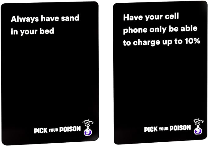 Pick Your Poison Party Game + Family Expansion Set - The “What Would You Rather Do?” Card Game for White Elephant Parties, Stocking Stuffers + Board Games Night with Friends