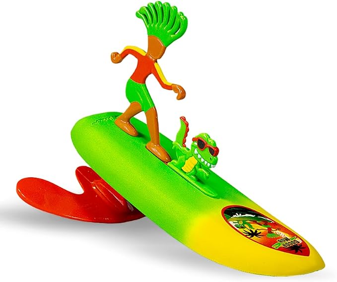 Surfer Dudes Legends & Surfer Pets Wave Powered Mini-Surfer, Pet and Surfboard Beach Toy - Cocoa Moe and Cruncher