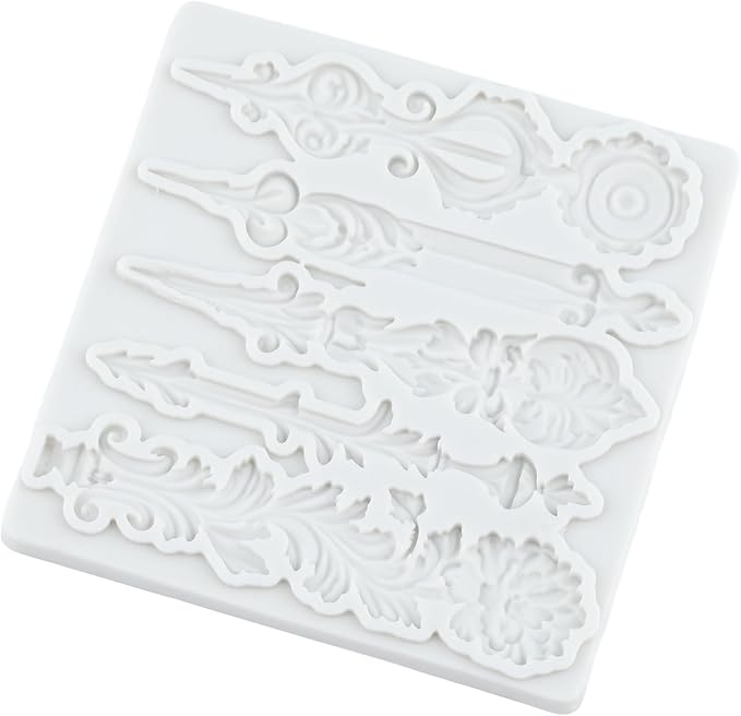 Baroque Relief Flower Silicone Mold Baroque Leaves Scroll Lace Polymer Clay Molds for DIY Craft Epoxy Resin Casting Polymer Clay Tools Crafts Air Dry Jewelry Making