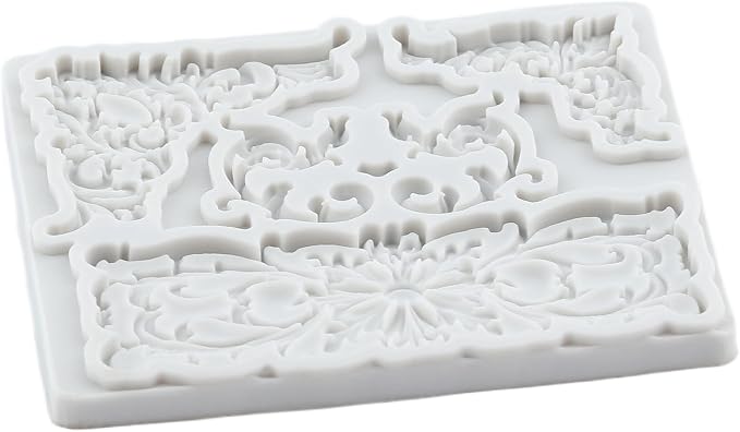 Baroque Curlicues Scroll Lace Silicone Molds Scroll Relief Flower Lace Filigree Polymer Clay Mold for DIY Crafts Epoxy Resin Casting Air Dry Polymer Clay Plaster Jewelry Making