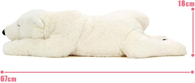 TAMMYFLYFLY Sleep Polar Bear Plush,Cute Stuffed Animal, Plush Toy, 67cm Soft Toy (Large)