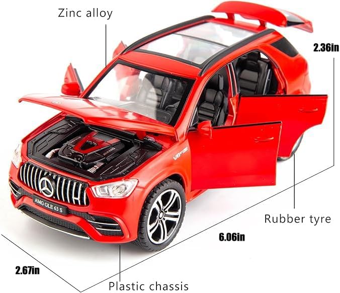 WAKAKAC 1/32 Scale Diecast Car Model AMG GLE 63S SUV Toy Car Pull Back with Light and Sound Toy Vehicles for Girls Boys Gift(Red)