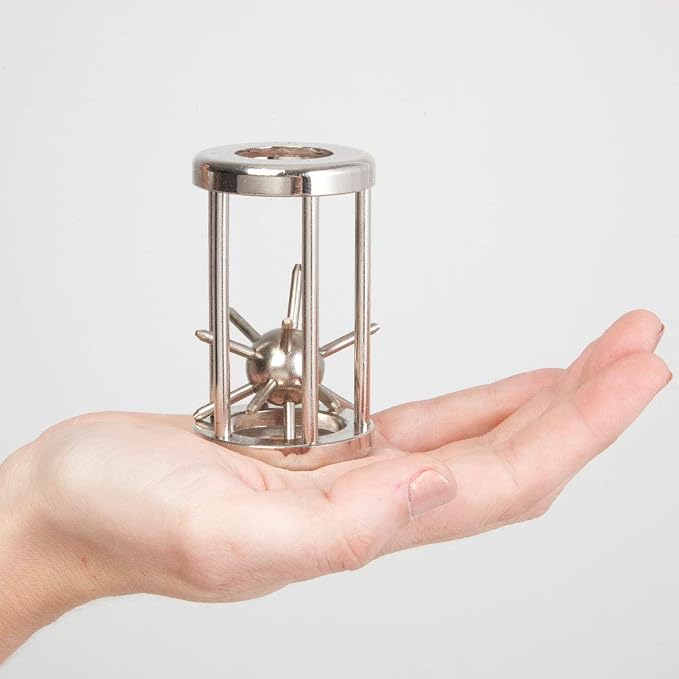 Bits and Pieces Metal Brain Teaser Puzzle - Spiked Ball Disentanglement Puzzle, 3D Assembly Puzzles for Adults