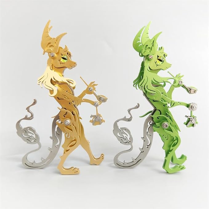 3D Metal Puzzles Toys The Meow Meow Family King and Princess Cat DIY Handmade Assembled Model Kits Ornaments Christmas New Year and Birthday Gifts for Adult (Pipe Elder Cat Silver)