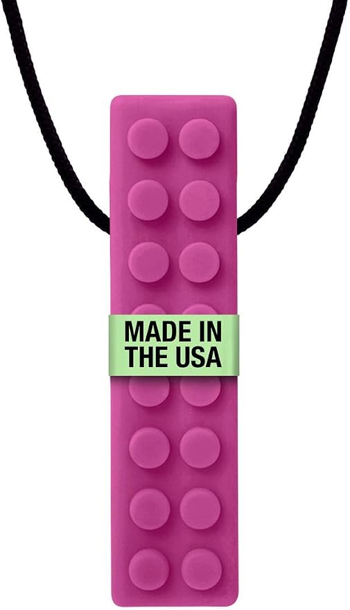 ARK Brick Stick, Chew Necklaces for Sensory Kids and Adults, Oral and Hand Fidget for Autism, ADHD, SPD, Anxiety, Medical-Grade Textured Chew Necklace, Standard, Softest, Magenta