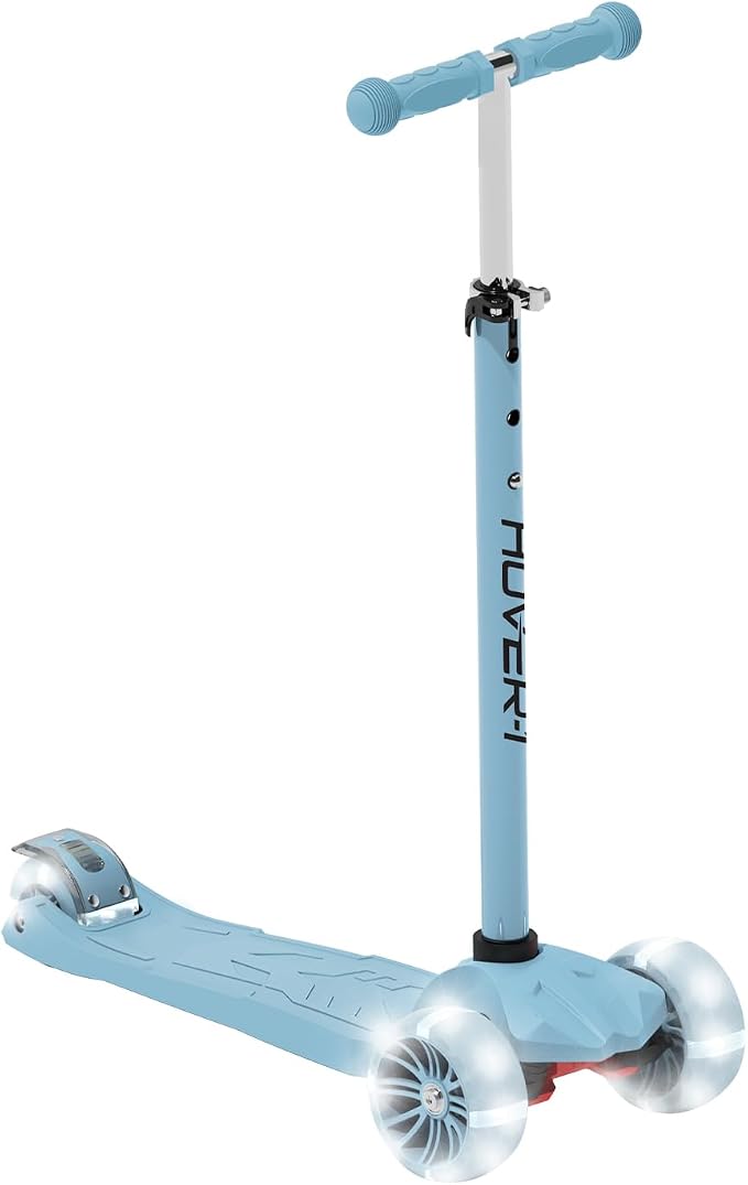 Hover-1 Solaris Kick Scooter with Multicolor Wheel Lights, 4.5” Front Wheels, Rear Foot Brake, and 110 Pound Weight Capacity