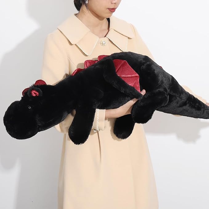 Giant Dragon Stuffed Animal 51.2" 8Lbs, Soft Weighted Stufffed Plush Toy, Black Dragon Plushy Pillowfort for Kids and Adults