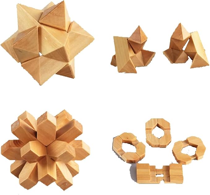 ULT-unite3D Wooden Cube Brain Teaser Puzzle