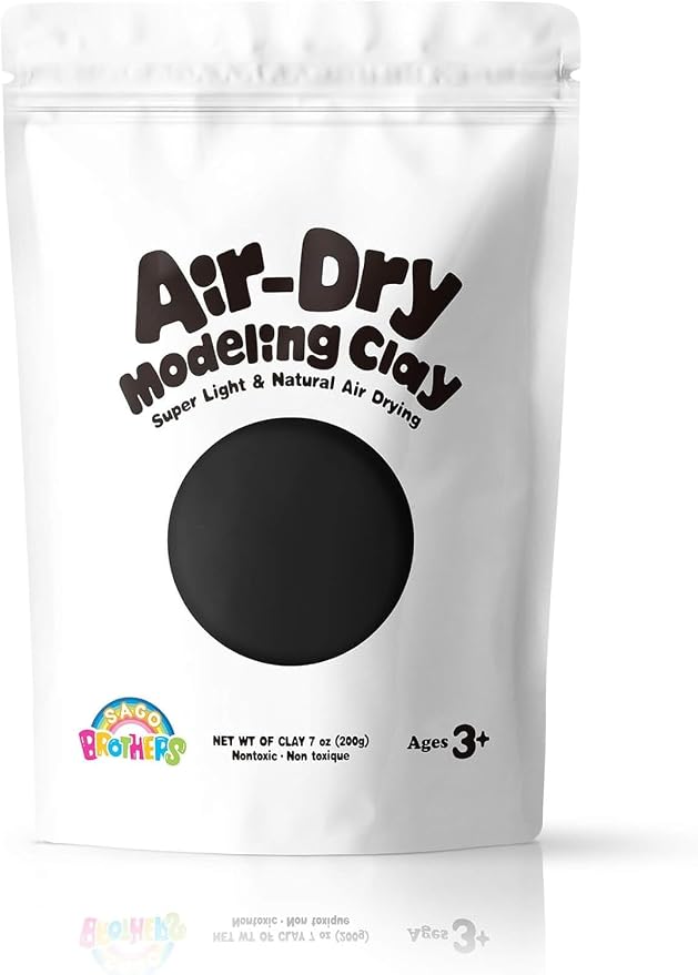 Sago Brothers Modeling Clay for Kids - Black,7 oz Molding Magic Clay for Kids Air Dry, Super Soft Clay for DIY Slime, Ultra Light Air Dry Modeling Clay for Toddlers Children Teens | Molding magic clay for kids air dry, super soft for DIY slime. Ultra l...