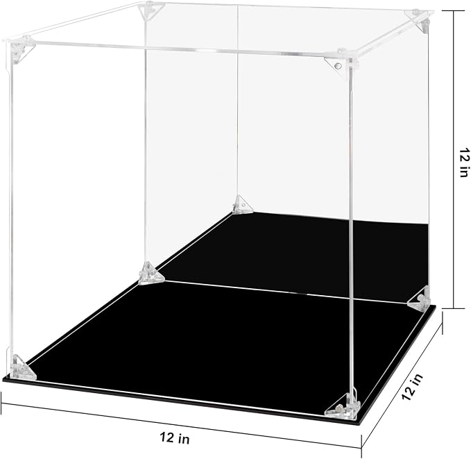 Acrylic Display Case for Collectibles Assemble Clear Acrylic Display Box with Mirrored Back, Alternative Glass Case for Action Figures Lego Model Doll Toys Display (12x12x12 inch, 30x30x30cm)