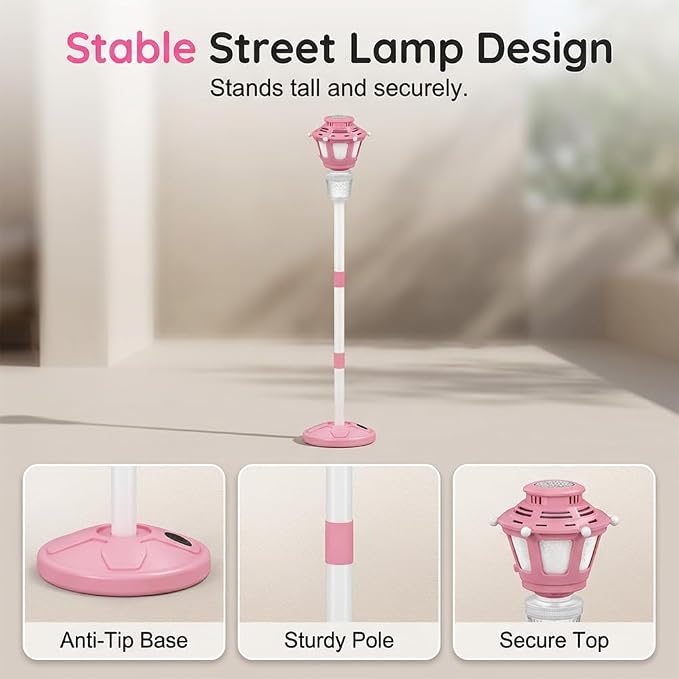 2026 New 47" Rechargeable Automatic Bubble Maker with Light and Music for Outdoor, Adjustable Height Stand with Detachable Wand, Bubble Solution Included for Party (Pink)