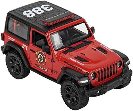 KiNSMART - Jeep Wrangler Rubicon Off Road 4x4 5 inch 1:34 Scale Die Cast Model Replica Toy Car (Rescue Fire)