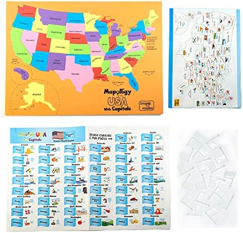 Imagimake Mapology USA & World Map Puzzle with Flags, Capitals, Stickers | Educational Toys for Ages 5-7 | Jigsaw Puzzles for Kids Ages 8-10 | Geography Toys for Age 8-13 | 6 Year Old Boy & Girl Gifts