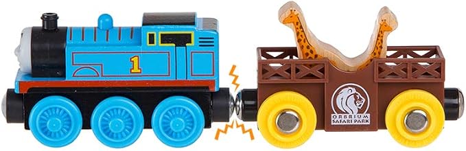 ORBRIUM Wooden Train Set 12 Magnetic Train Cars & Engines 18 PCS Collection Animal Trains Circus Farm Safari Zoo Compatible w Thomas Brio Melissa & Doug Wooden Railway for Toddlers Kids