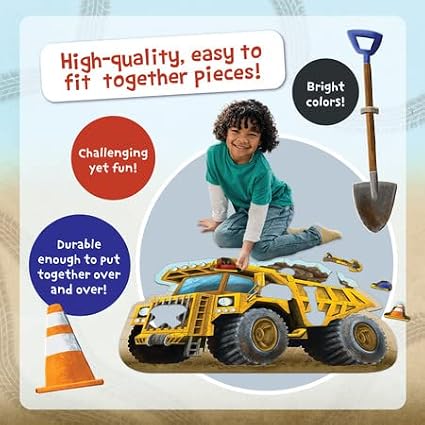 Peaceable Kingdom Jumbo Dump Truck Floor Puzzle 49 Pieces – Large Jigsaw Puzzle Gift for Toddlers and Kids Ages 5+ – Shiny Dump Truck