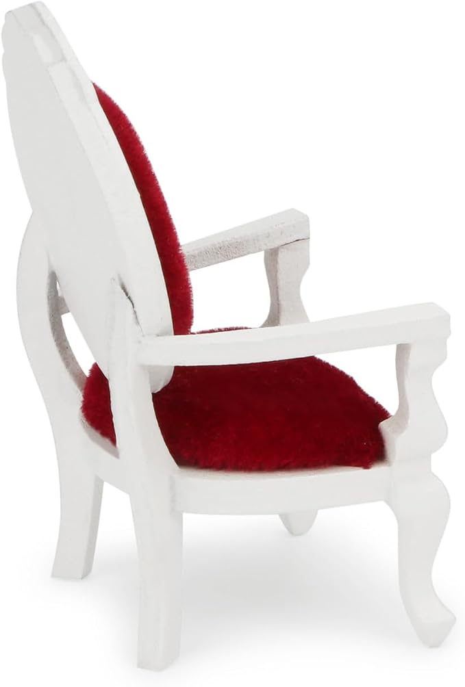 Dollhouse Chair Miniature Furniture Retro Vintage Chair Wooden Accessories 1:12 Chairs Upholstered Victorian Carved Armchair for Christmas Decoration Ornament (C)