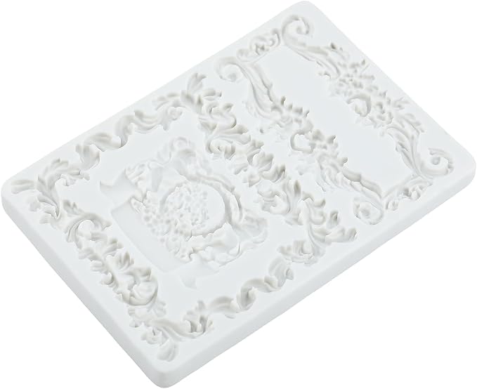 Baroque Curlicues Scroll Lace Relief Polymer Clay Mold Baroque Relief Lace Filigree Silicone Molds for DIY Craft Epoxy Resin Casting Polymer Clay Crafts Air Dry Jewelry Making