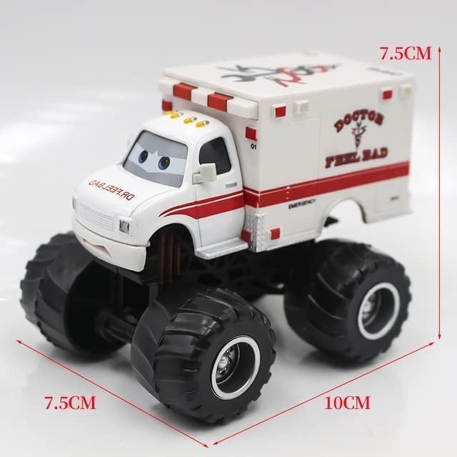 Movie Cars 2 3 Curz Mater Black Storm Jackson Danny Swervez Giant Wheels Cars Diecast Vehicles Toys Set Children Car Toy Friction Powered Truck Toy (BF-Ambulance)