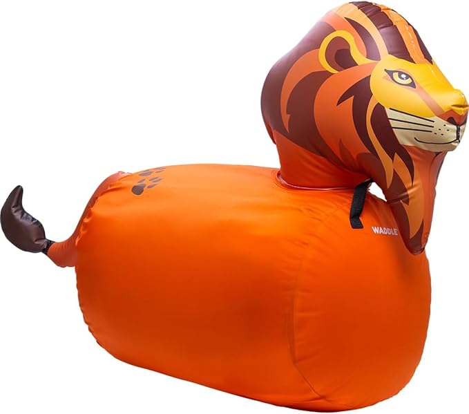 Waddle Hip Hoppers Large Bouncy Hopper Ride On Toys - Inflatable Hopping Animal Bouncer for Kids Girls & Boys, Easy Grip, Stable Base, Outdoor & Indoor, Supports Up to 250 Lbs, Ages 5 and Up (Lion)