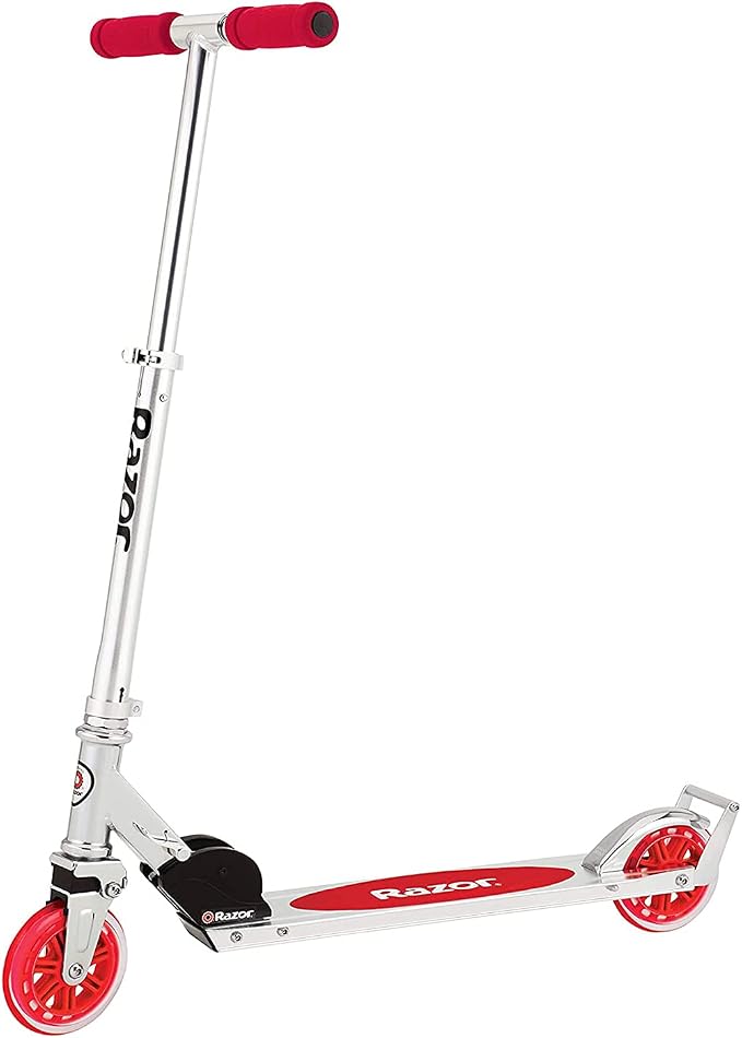 Razor A3 Kick Scooter for Kids Ages 5+ - Larger Wheels, Front Suspension, Wheelie Bar, Lightweight, Foldable, Aluminum Frame, and Adjustable Handlebars