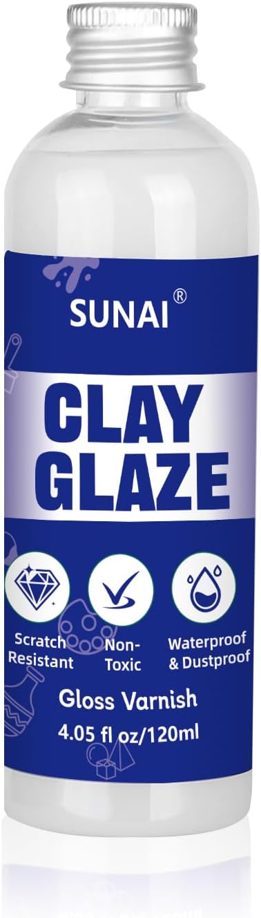 SUNAI 120ml Air Dry Clay Glaze - Ultra Smooth Finish, No Cracking, Perfect for Sculpting & DIY Projects(Gloss)