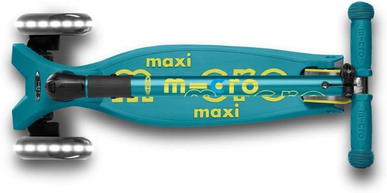 Micro Kickboard | Maxi Foldable LED Kids Scooter for Ages 5-12 | Children up to 110 lbs | 3 Wheel Lean-to-Steer Design | Adjustable T Bar | Smooth Ride, Motion Activated PU LED Wheels | Swiss Design