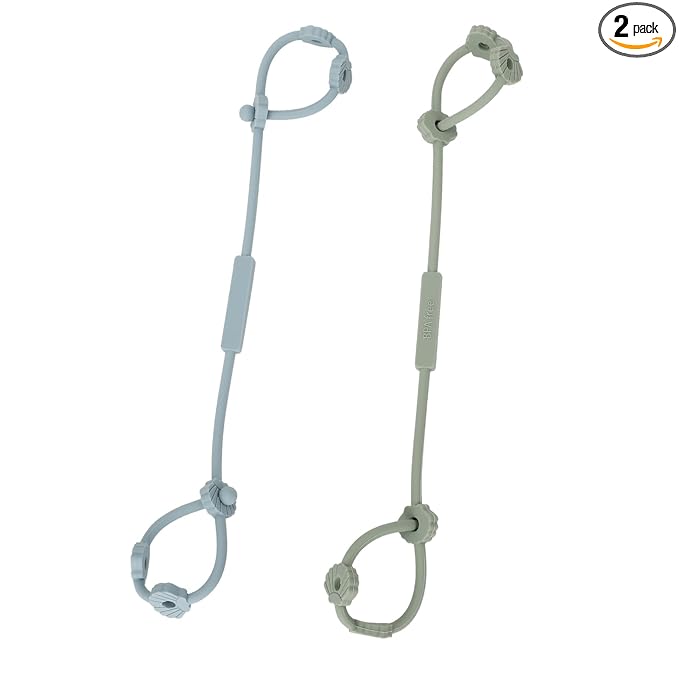Toy Safety Straps, Socub Silicone Adjustable Baby Pacifier Teether Straps, 2pcs Toddler Toy Bottle Harness Straps for Strollers, High Chair, Cribs, Bags, BPA Free, Sage, Ether