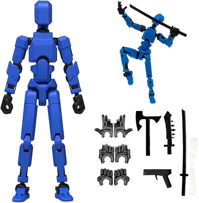 DANONI Titan 13 Action Figure, Lucky Robot Action Figures,Creative 3D Printed Action Figure,Multi Jointed Action Figures Desktop Decorations for Kids Adult(Blue-Assembly Completed)