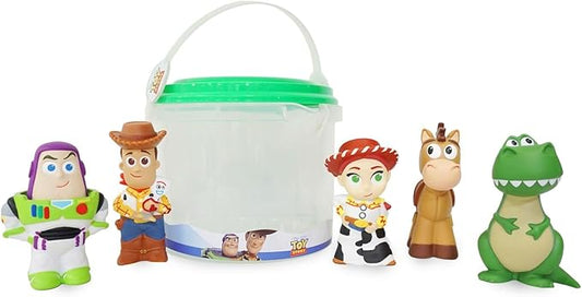 Disney Store Official Toy Story Bath Toys Set - Includes 5 Detailed Toys with a Straining Storage Bucket - Bath Time Fun & Water Play Set for Kids