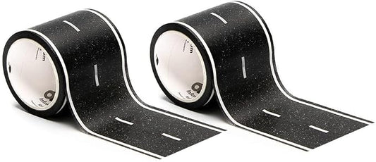 PlayTape Road Tape for Toy Cars - Sticks to Flat Surfaces, No Residue; 2-Pack of 30 ft. x 2 in. Asphalt Road
