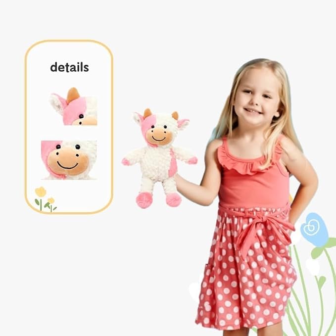 YUKOUQIAN Cow Stuffed Animal Cow Plush Doll Toy 15.7 inch for Girls Boys (Stand Cow pink15.7)