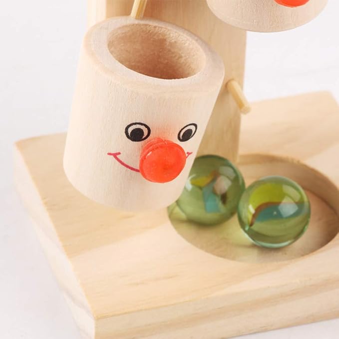Generic Clown Marble Ball Run Track Games Fun Educational Toy for Kids, Colorful Wooden Set, Develops Coordination and Communication Skills, 1 Pc Clown Table with 3 Marbles (White)