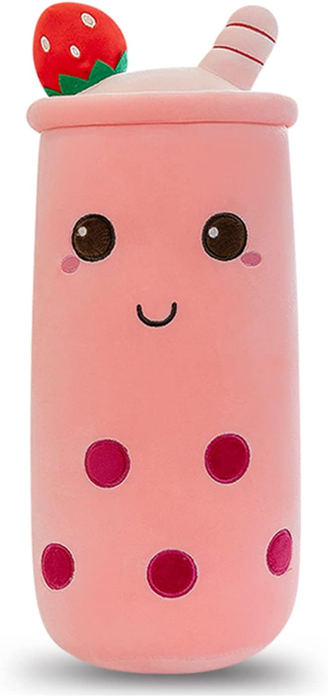 Rexinc Cute Plushies Plush Plushie Long Plush Pillow Bubble Tea Stuffed Animal Valentines Gift for Kids Adults Girlfriend (Long Pink Plush,24 Inch)