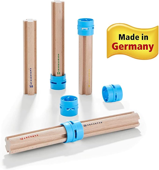 HABA Kullerbu Expansion Set - Tall Columns - 10 Piece Set for Creating Extra Tall Ball Track Layouts